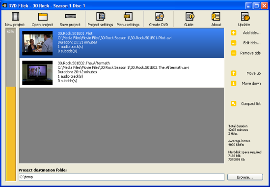 Screenshot from guide: AVI to DVD using DVD Flick Guide